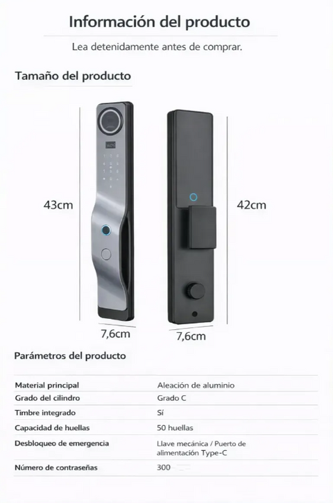 Cerradura Smart Lock Dexeon Huella Clave Bluetooth