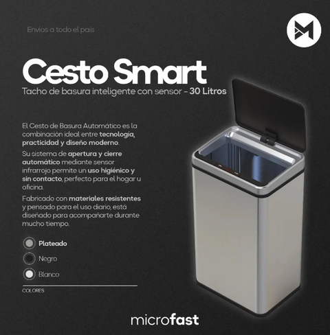 Cesto Basura Touch Automatico Cocina 30l